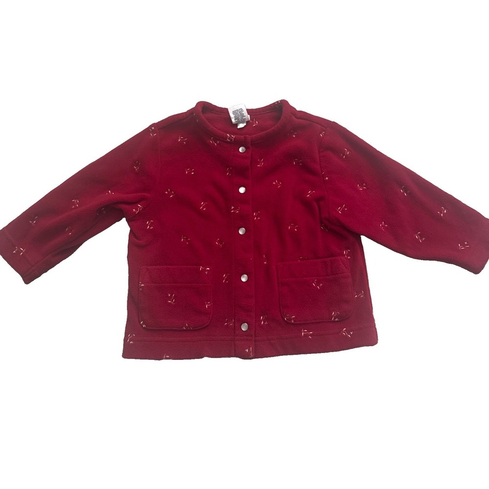 Vintage Y2K Baby GAP Kids Cardigan pearl Button Snaps Fleece Floral 18-24 Mont